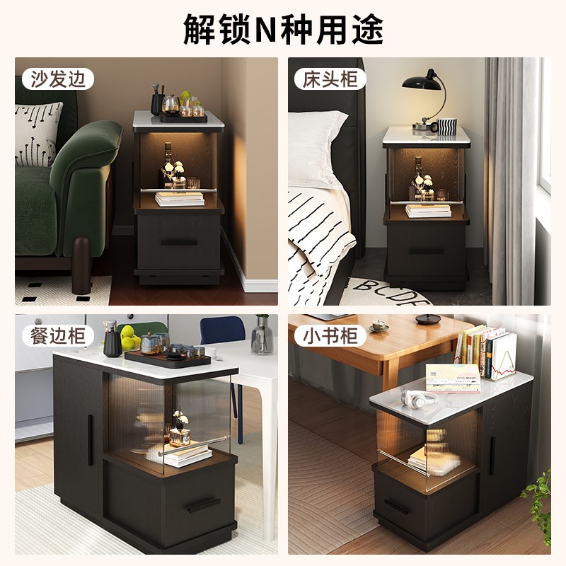 可移动茶几沙发边几零食小推车阳台茶桌带轮茶Q水柜高级感创意边