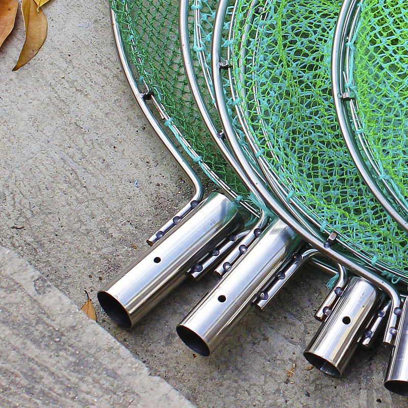 特密网圆头抄网头k带加内圈不锈钢实心304大物抄网圈尼龙捞鱼网兜