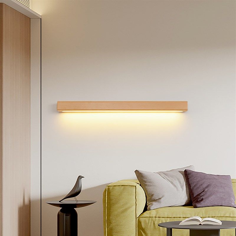 原木风卧室床头壁灯现代简约客厅背景墙灯轻奢高级感长条走廊灯具