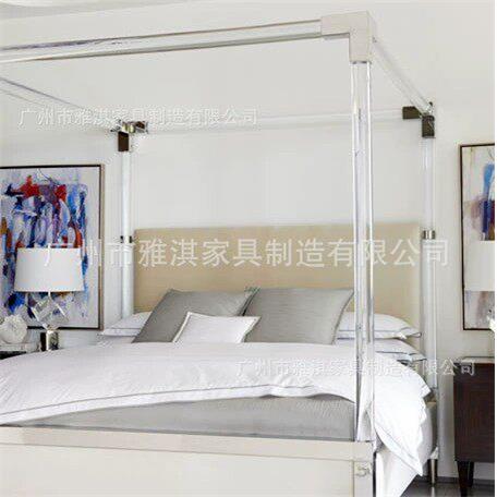 酒店别墅不锈钢国王床大床透明网红床时尚亚克力床婚庆床