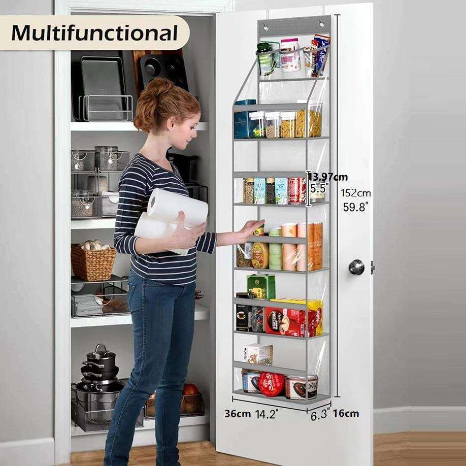 跨境透明PVC门后储物挂袋纱线棒针毛线多层壁挂杂物整理收纳挂袋