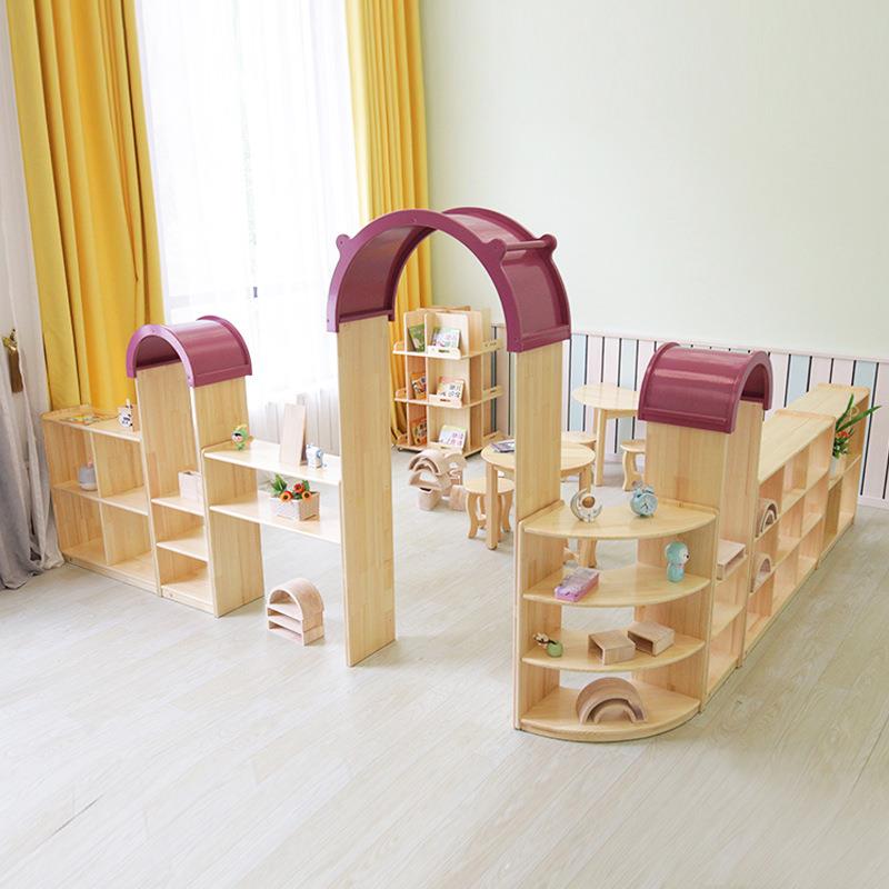 厂家直销幼儿园组合柜儿童实木储物架幼儿园区域柜组合柜区角柜子