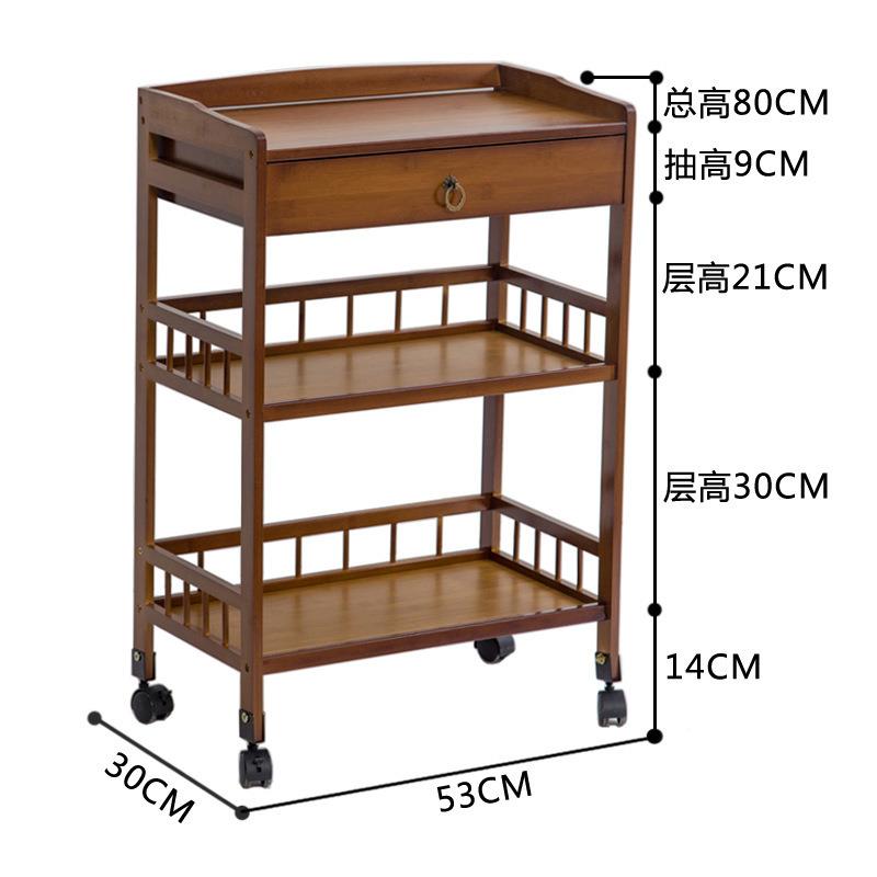 家用厨房置物架餐边车多功能三层车茶水小推车移动餐车楠竹酒水车