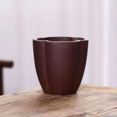 紫砂花盆花瓣形韩永刚九溪手工盆高温原矿觅陶乡新品手工兰花盆兰