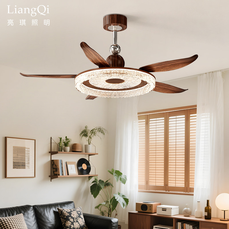 2026新款胡桃木色风扇灯客厅卧室静音隐形吊扇灯现代简约,家装灯饰光源,风扇灯,淘宝优惠券,粉丝福利购,淘宝优惠卷
