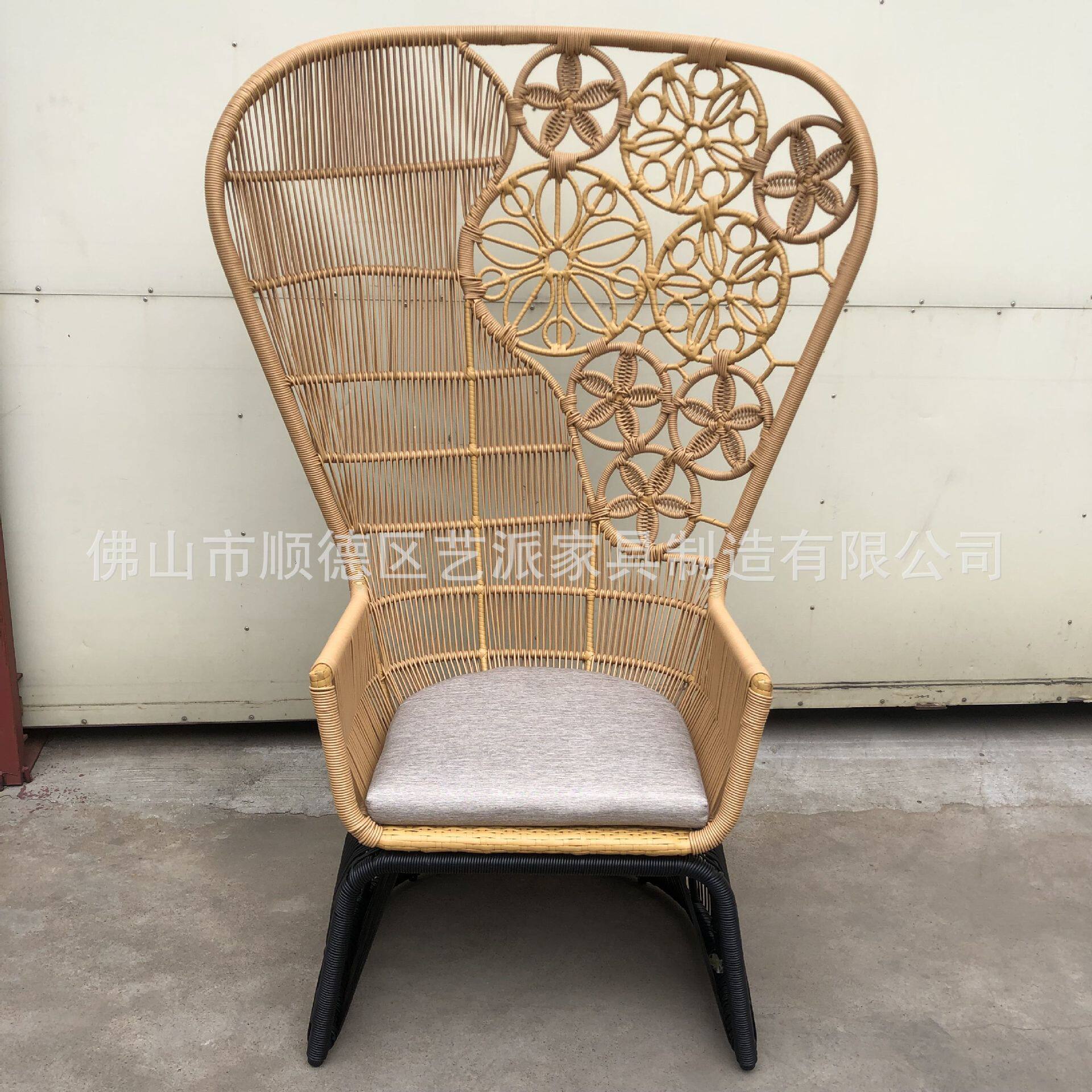 藤椅单人藤艺编花椅设计师房间阳台藤编编高背椅户外休闲家具