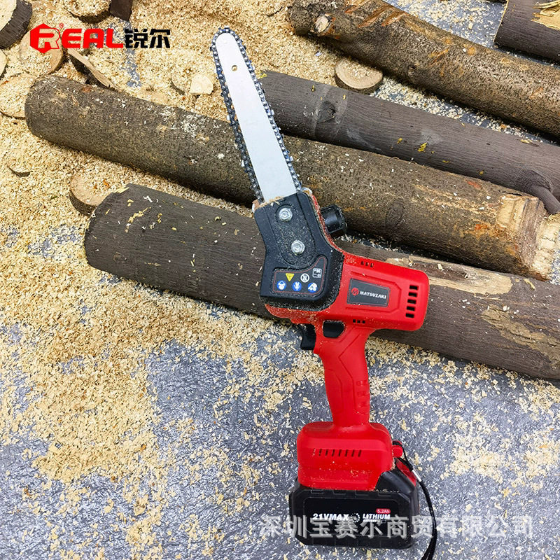 锐尔锂电单手锯充电式链锯手持电锯电动锯家用小型无刷户外代木锯