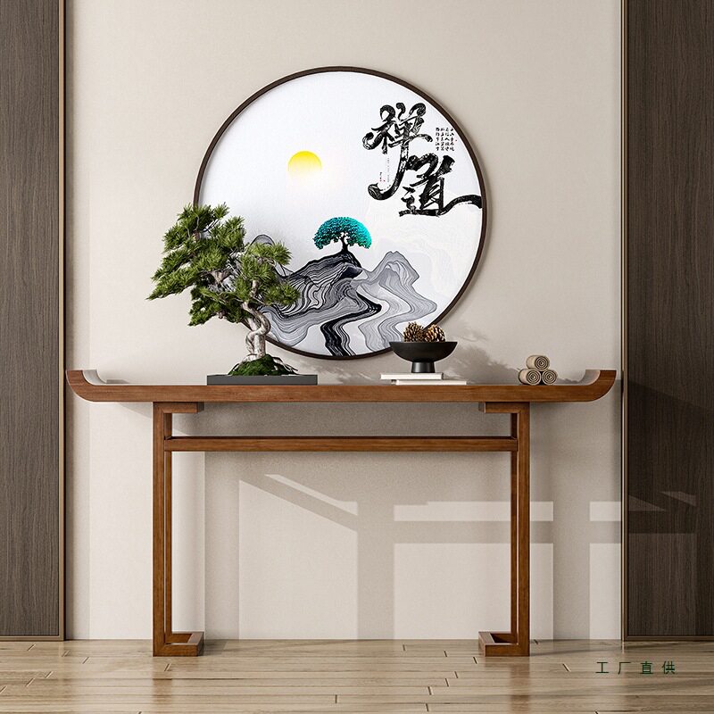 新中式玄关台现代门厅入户端景台玄关柜禅意酒店装饰柜实木玄关桌