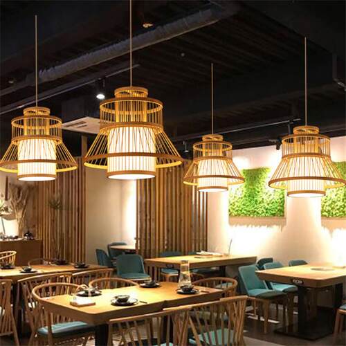 田东南亚竹餐厅编吊灯756园民宿川湘菜中餐馆餐饮连锁竹店复古艺