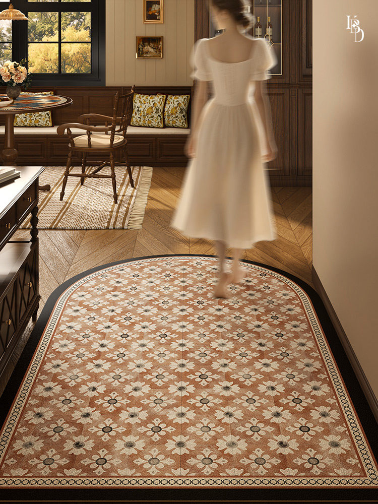 入户门地垫中古风可擦洗pvc拱形地毯家用进门门口防滑脚垫可裁剪