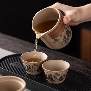 便捷式 旅行茶具套装 泡茶壶户外家用外出粗陶快客杯公司活动伴手礼