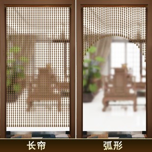 葫芦挡煞珠帘 免打孔全桃木门帘 大门卫生间厨房化解门对门隔断帘