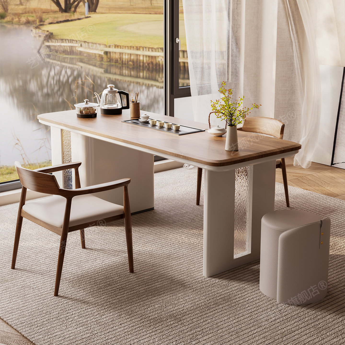 新中式实木茶桌椅组合