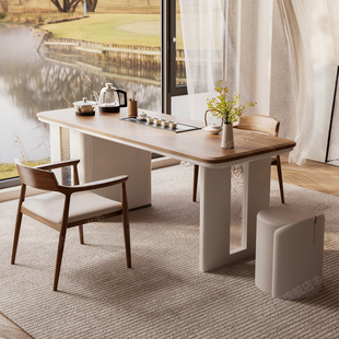 新中式实木茶桌椅组合现代简约办公室茶台烧水壶一体家用小型茶桌