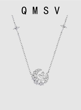 s925纯银轻奢小众白钻项链