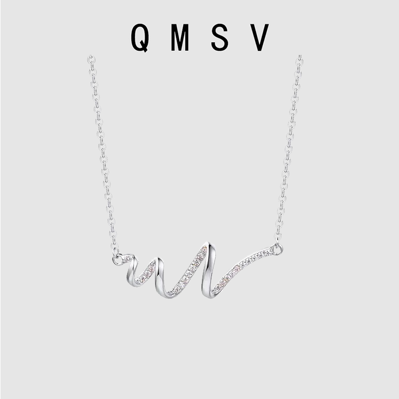 S925纯银轻奢小众水波纹项链