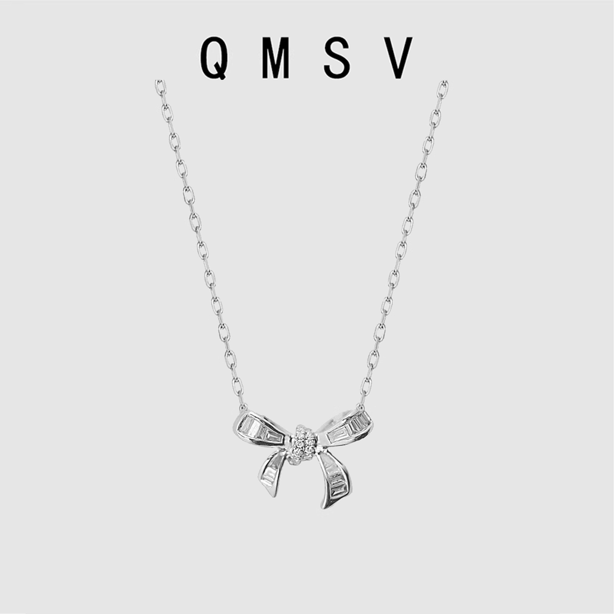 【方钻蝴蝶结】通体S925纯银精致高级设计感项链甜美百搭轻奢礼物