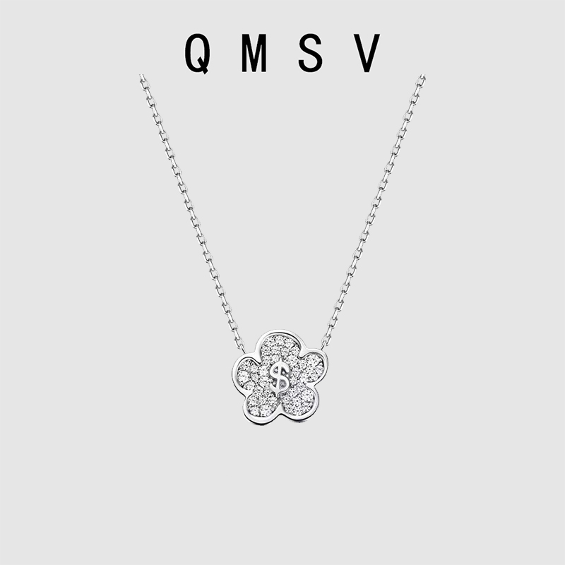 S925纯银五叶草项链百搭锁骨链