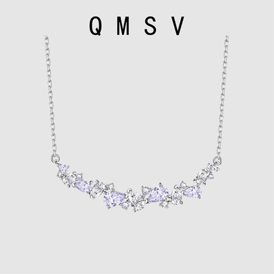 S925银紫藤花微笑项链女小众轻奢