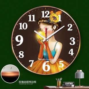 吉祥话个性创意挂钟时钟客厅钟表卧室挂钟创意挂表圆形静音