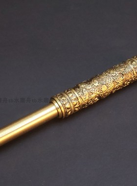 加长大号31cm纯黄铜如意金箍棒手把件把玩男士盘玩物件工艺品摆件