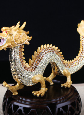 珐琅彩工艺品家居办公室桌面装饰商务生肖龙年礼品乔迁新居龙摆件