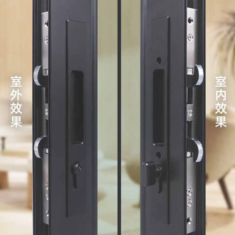 推拉门锁重型门一字锁双钩锁纯铜锁芯85308535断桥不锈钢双钩锁体