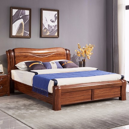 乌金木实木床2米x2米大床2.2米现代中式主卧两米二双人全原木家具