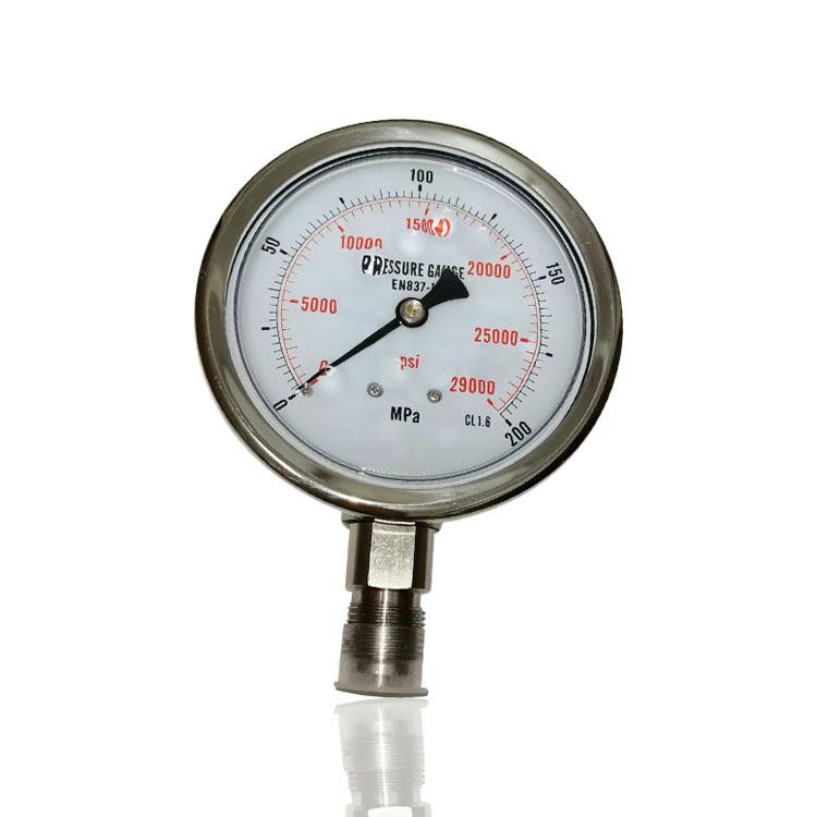 供超高压全钢耐震充油压力表不锈钢径向液压立装YN100BF 200MPA