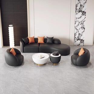 新中式办公接待沙发酒店前台美容院现代简约商务洽谈弧形沙发