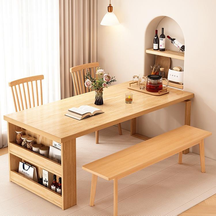 实木四餐桌椅一桌合家用小户CZ0079K0型出租组房用大板桌边柜一体