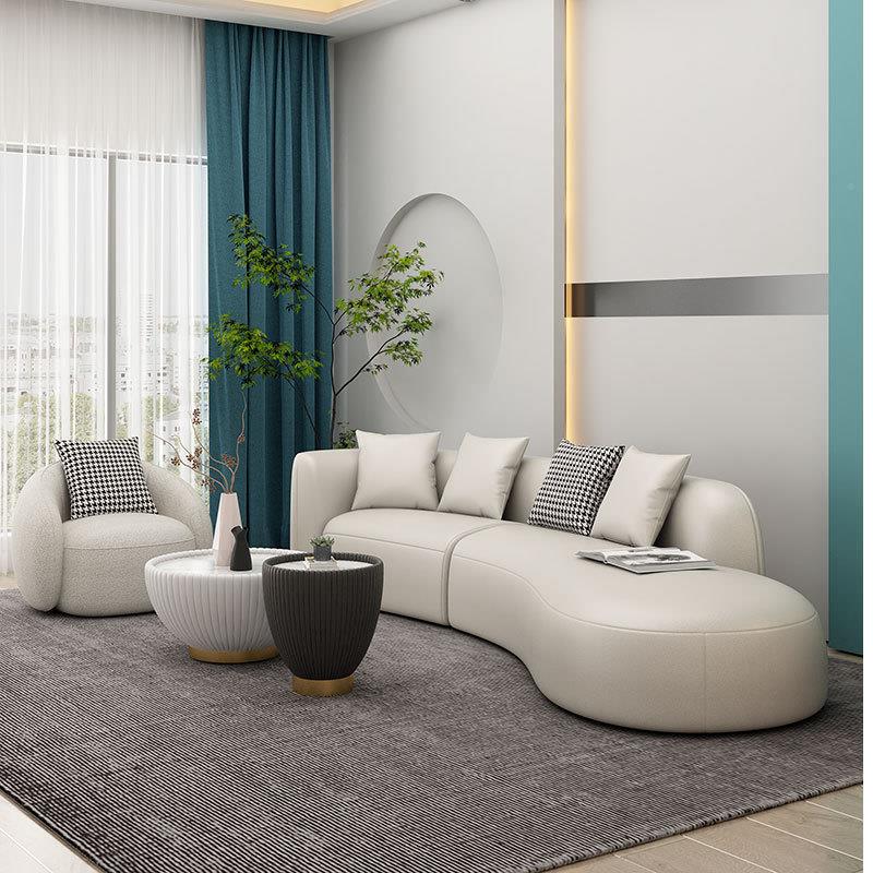 北闲欧MGCSF211办公科技布沙休发商务小户型弧形布沙发美容院创意