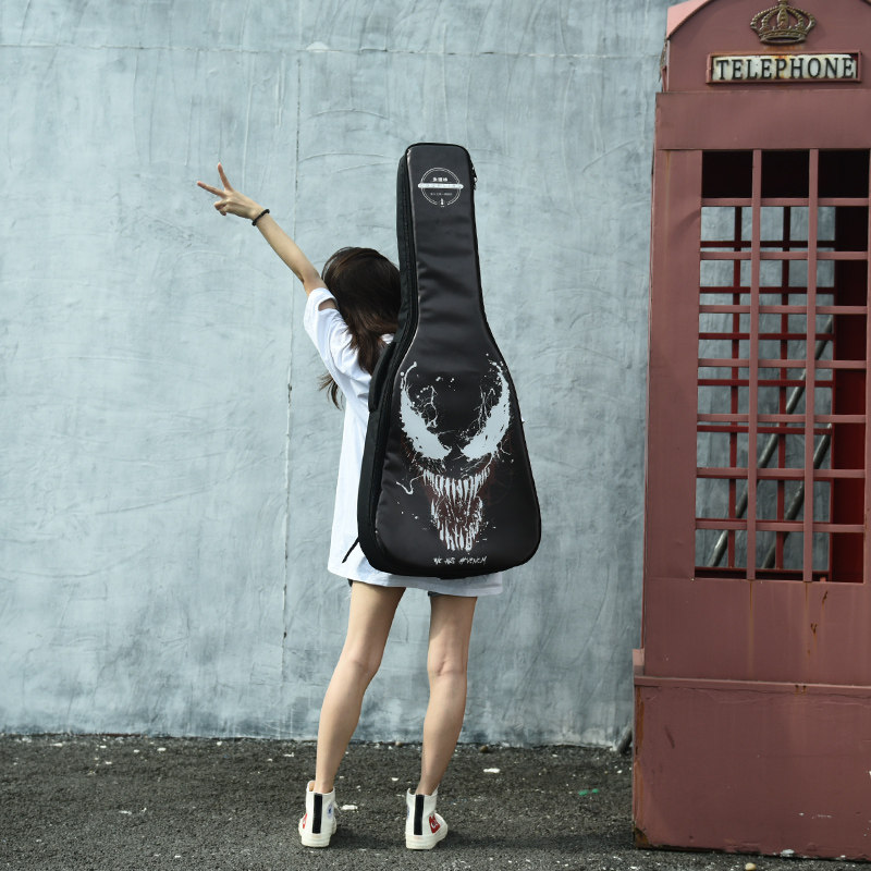 个性来图定制彩绘吉n他包41寸加厚民谣吉它双肩背包黑色学生男女