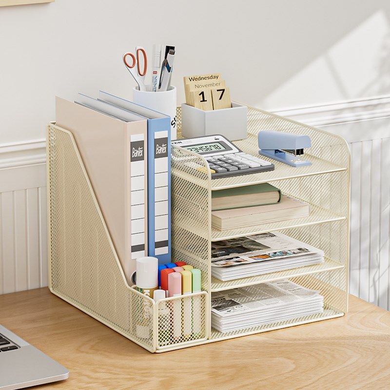 办公桌文件置物架k立式文件夹收纳盒桌面书架文件架笔筒文具资料