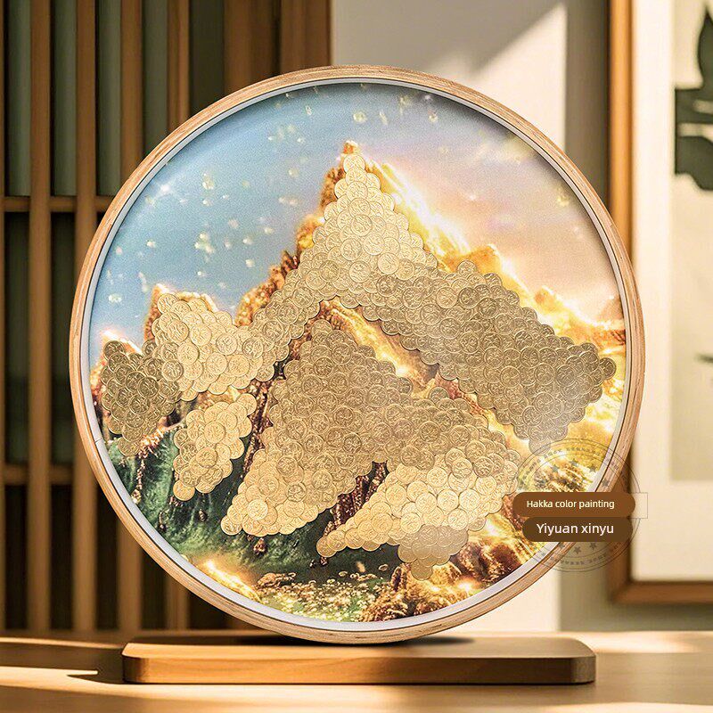 5角钱发财树硬币相框dqiy五毛钱送乔迁日照金山聚八方之财开业礼