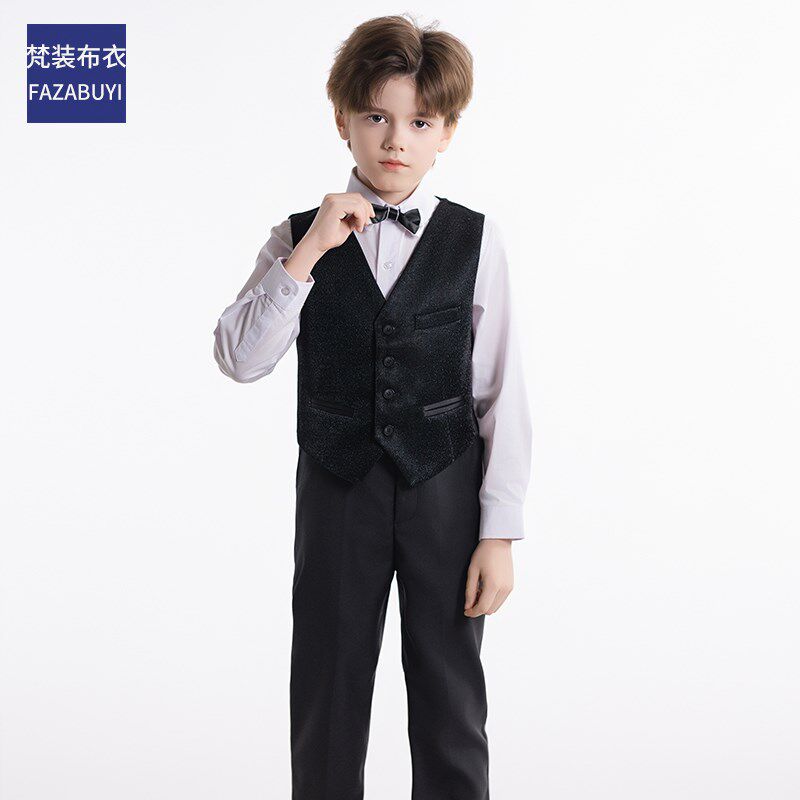 男童西装马甲套装2025新款高A级休闲时髦小提琴钢琴表演儿童小西