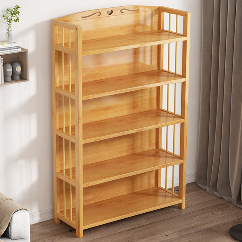 楠竹书架简易多层客厅储物收纳厨房置物架儿童学T生实木小书柜落