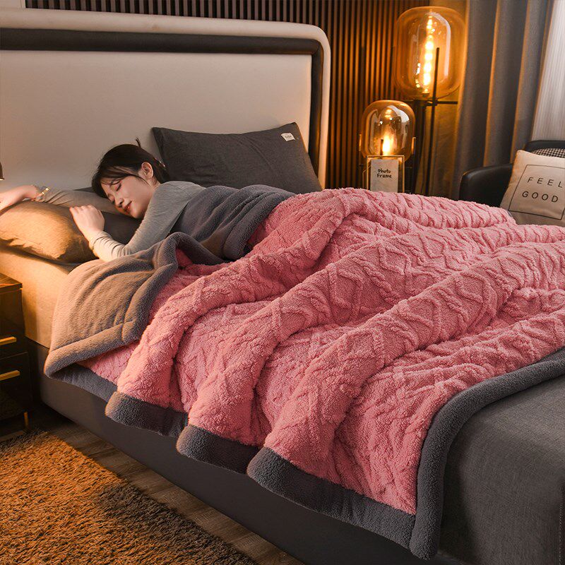 毛毯冬季加厚盖毯羊n羔绒被子保暖珊瑚绒毯子沙发午睡毯床上用冬