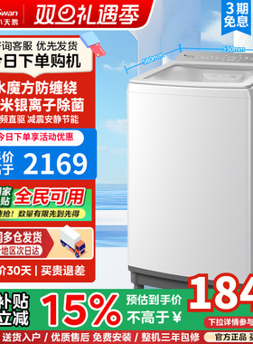 小天鹅水魔方白色波轮全自动大容量家用租房10KG变频洗衣机 E20DW