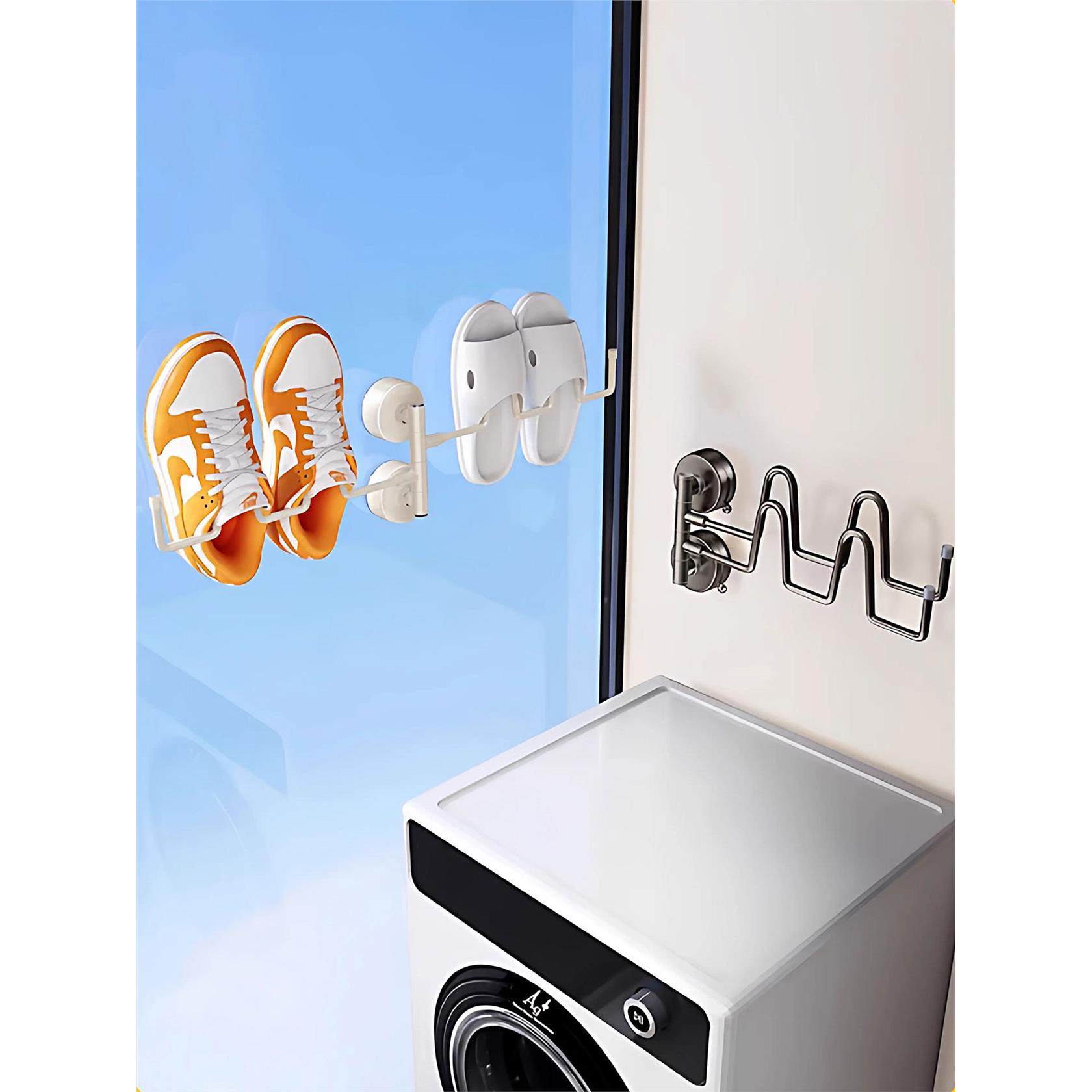 阳台晾鞋架室内外免打孔凉鞋神器吸盘折叠太空铝晒鞋架管道清洁棒,收纳整理,小型晾晒架,淘宝优惠券,粉丝福利购,淘宝优惠卷