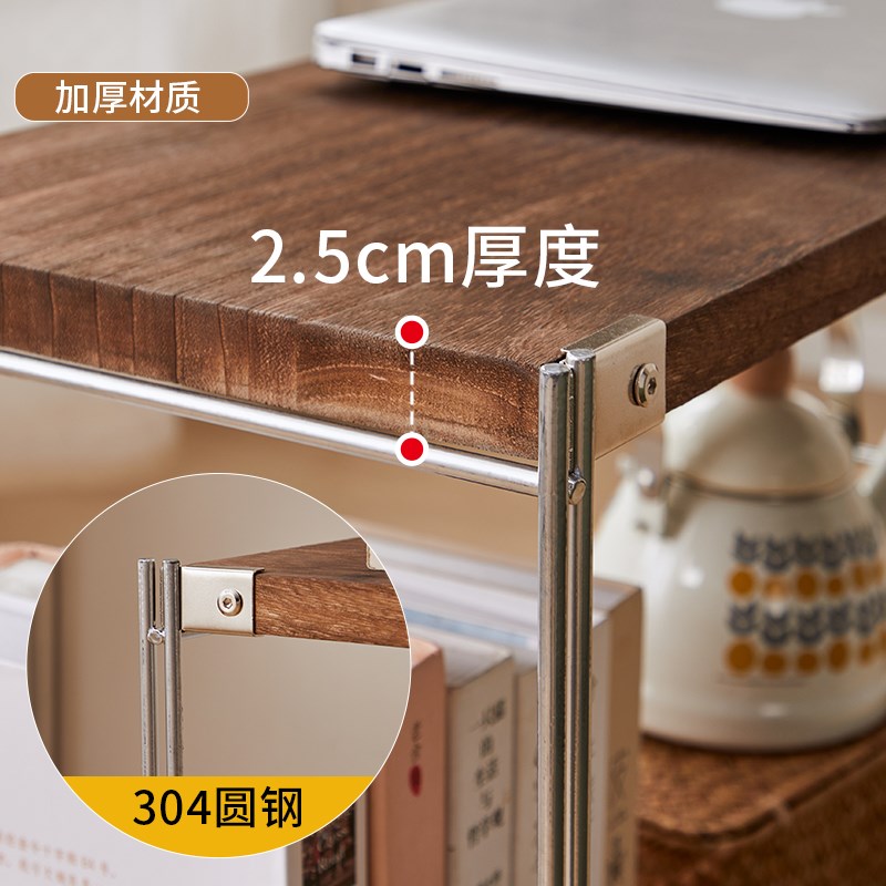 实木可移动边几书架小推车办x公桌边置物架网红不锈钢实木边柜带