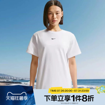 滔搏NIKE耐克女子Oversize风小标运动休闲白色短袖T恤IH7602-100