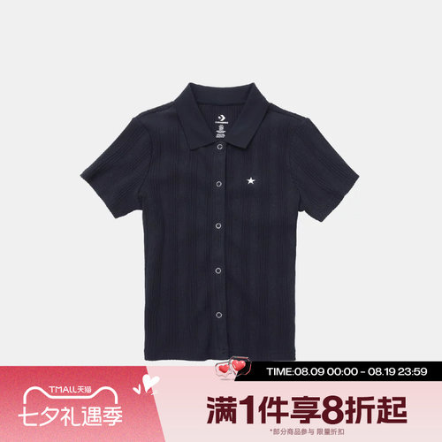 滔搏converse匡威女子修身运动休闲翻领短袖T恤WCJ774-GHM