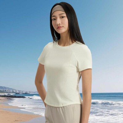 滔搏adidas阿迪达斯女子修身瑜伽健身服运动休闲短袖T恤KH2648