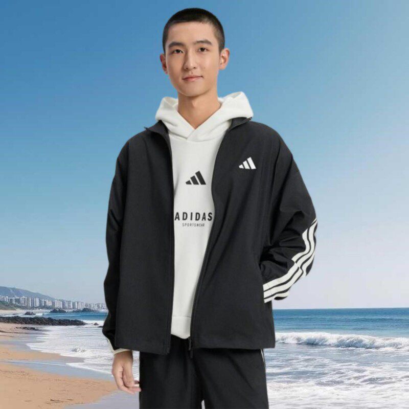 滔搏adidas阿迪达斯男子运动休闲舒适健身夹克外套KR2548 - 实物图