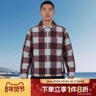 滔搏NIKE耐克男子运动休闲格纹针织翻领夹克外套HV1422-474