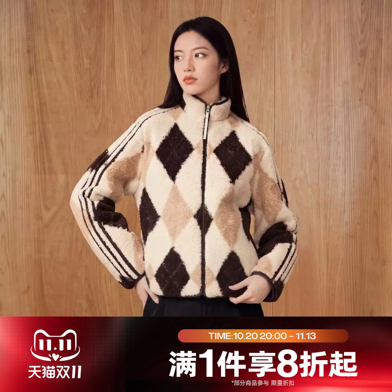 滔搏adidas阿迪达斯三叶草女子ARGYLE FL运动休闲夹克外套LH9622