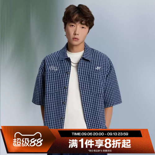 滔搏adidas阿迪达斯三叶草男子舒适运动休闲短袖衬衫LD3863