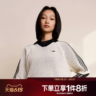 滔搏adidas阿迪达斯三叶草女子CROCHET运动舒适休闲短袖T恤KC6490