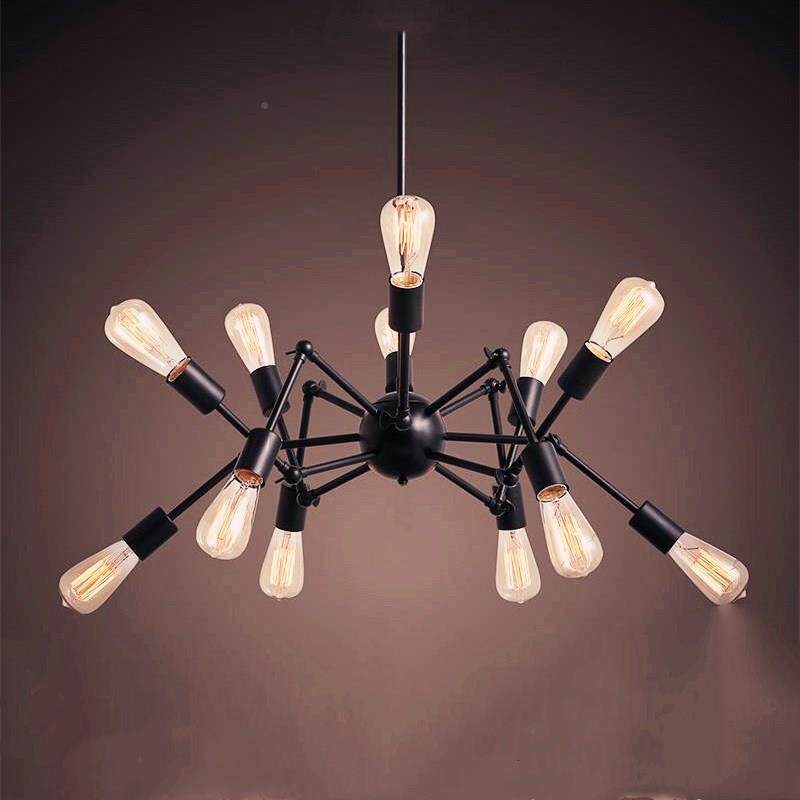 美式乡村餐吧台铁艺复9911古工风业伸厅缩蛛吊蜘灯创意客厅服装店